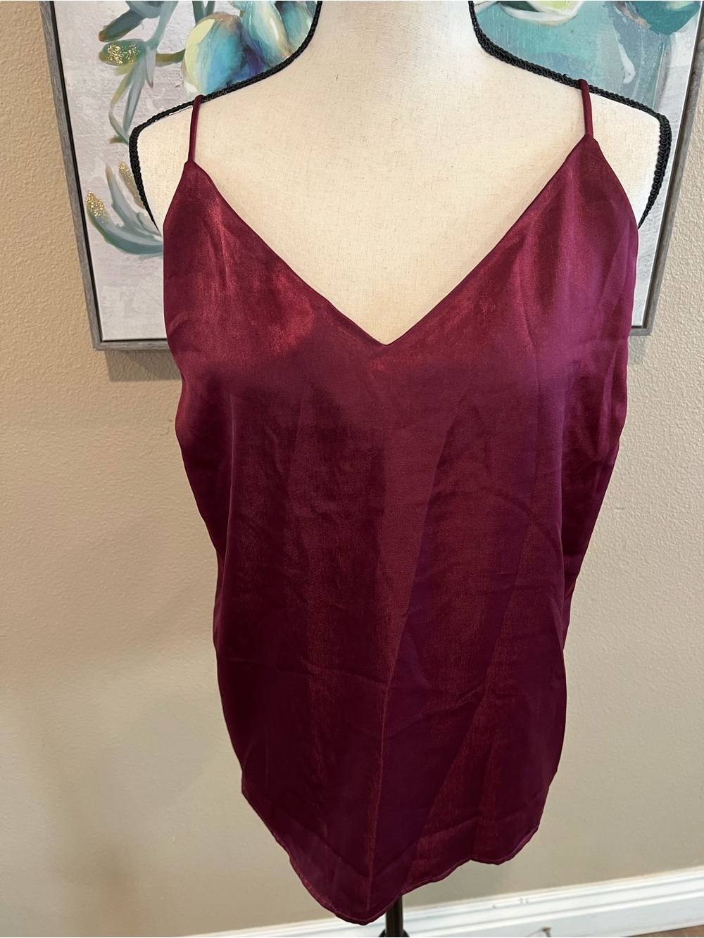 Sonoma Satin V-Neck Cami in Wine